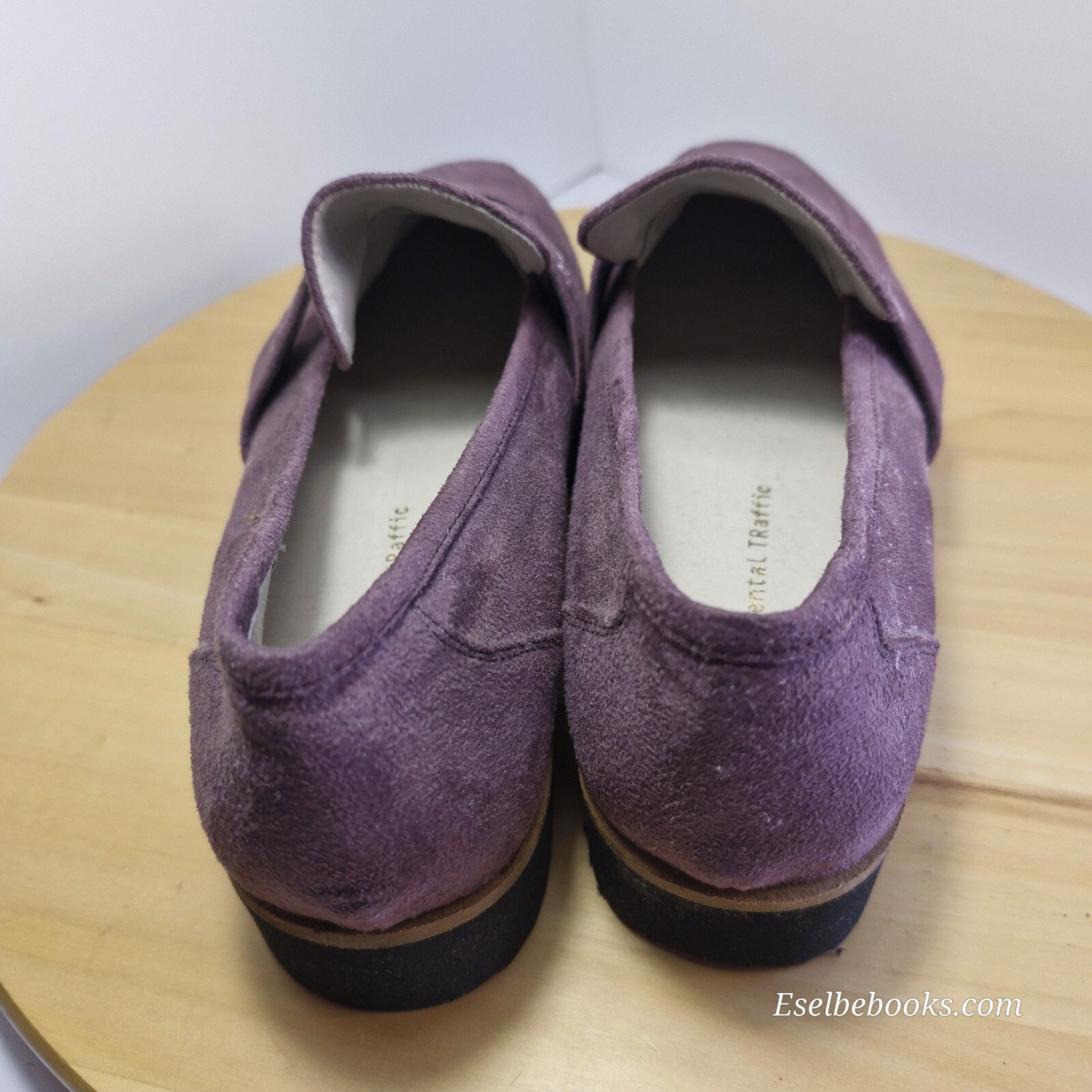 WA Oriental Traffic dark plum suede loafers - size 40 with black rubber soles