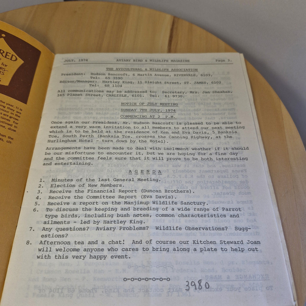 Vintage fauna guide: Aviary-bird & wildlife magazine July 1974 - paperback