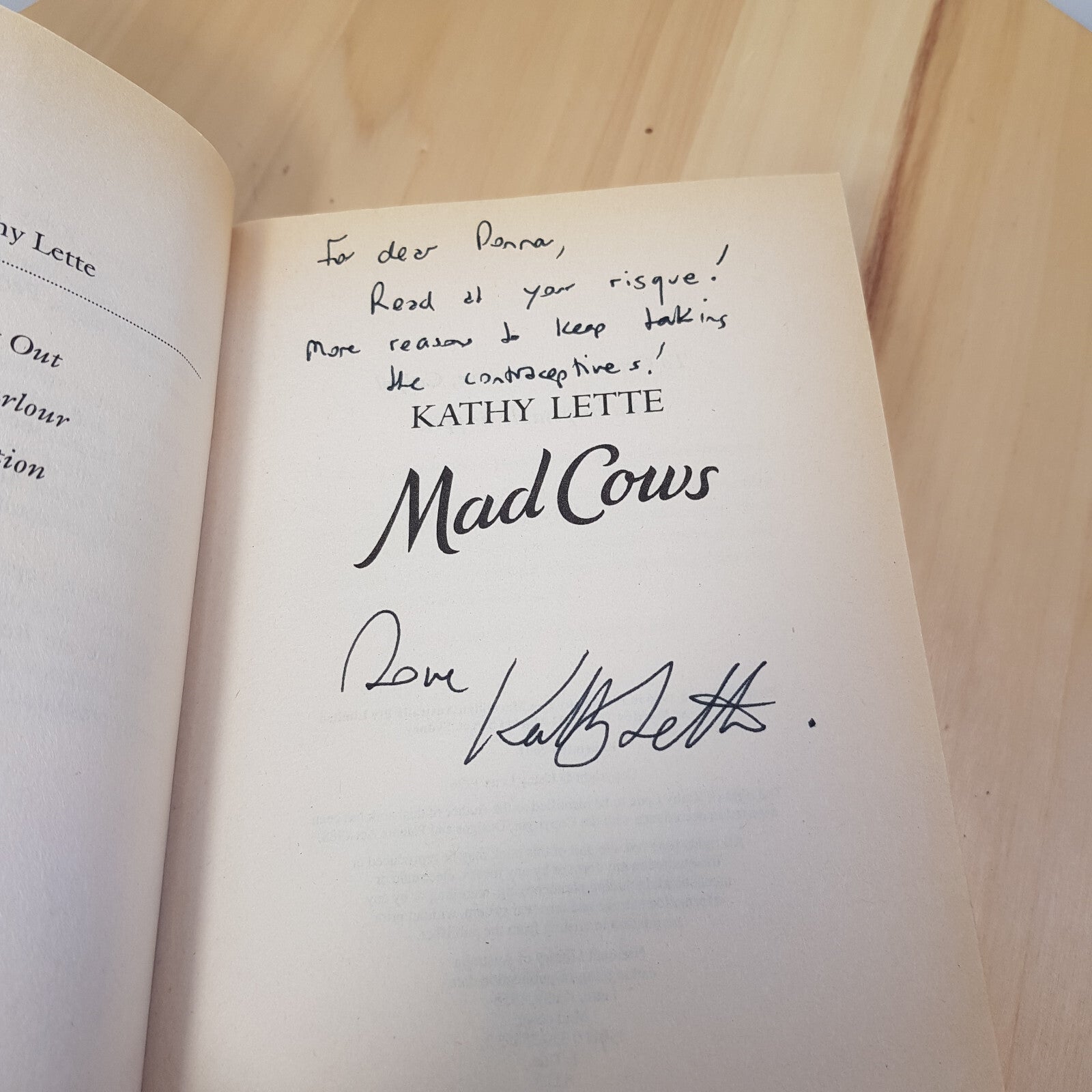Mad Cows by Kathy Lette - signed paperback