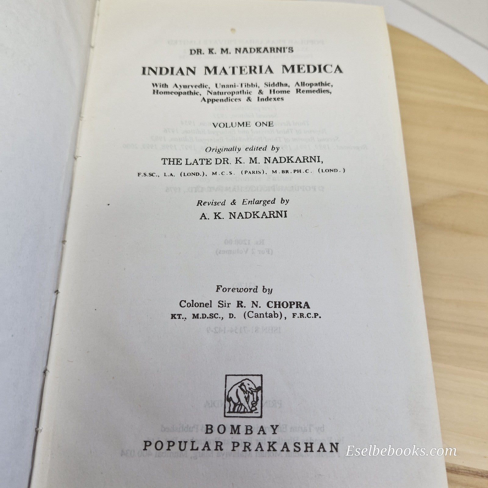 Indian Materia Medica vols 1 & 2 by Dr K M Nadkarni 2002 - hardbacks