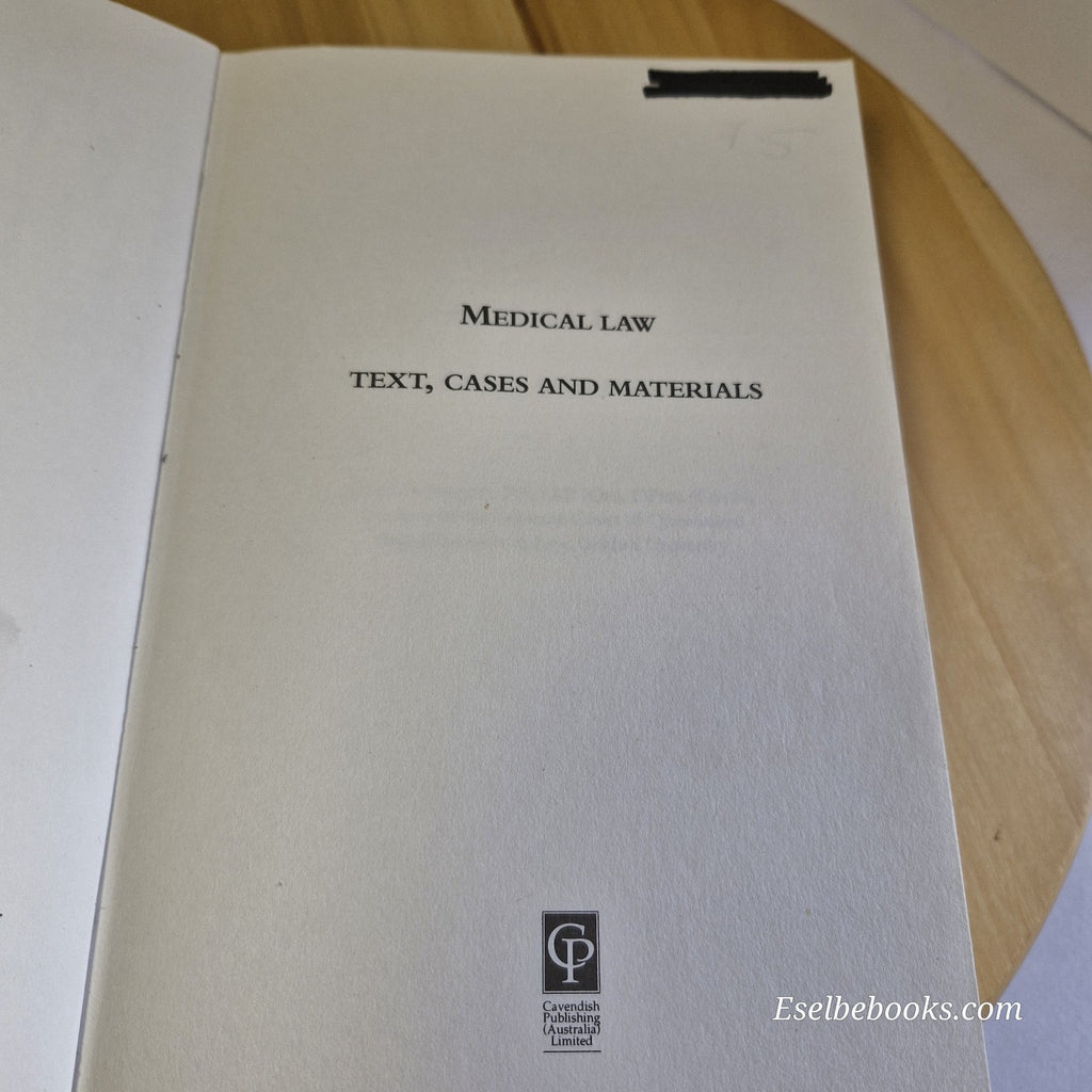 Australian Medical Law by John Devereux 1st edition paperback