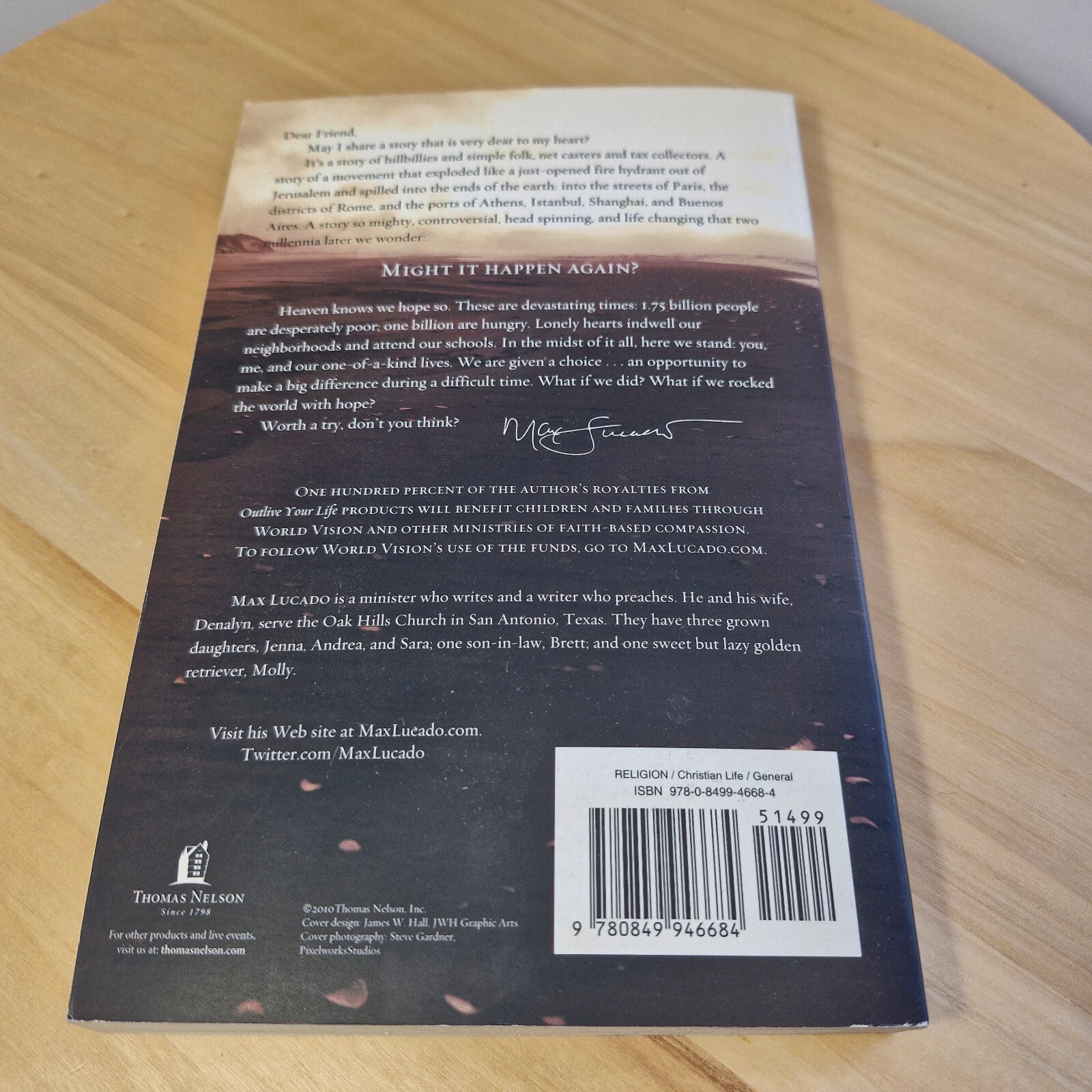 Self-help: Outlive Your Life You Were Made to Make a Difference By Max Lucado...
