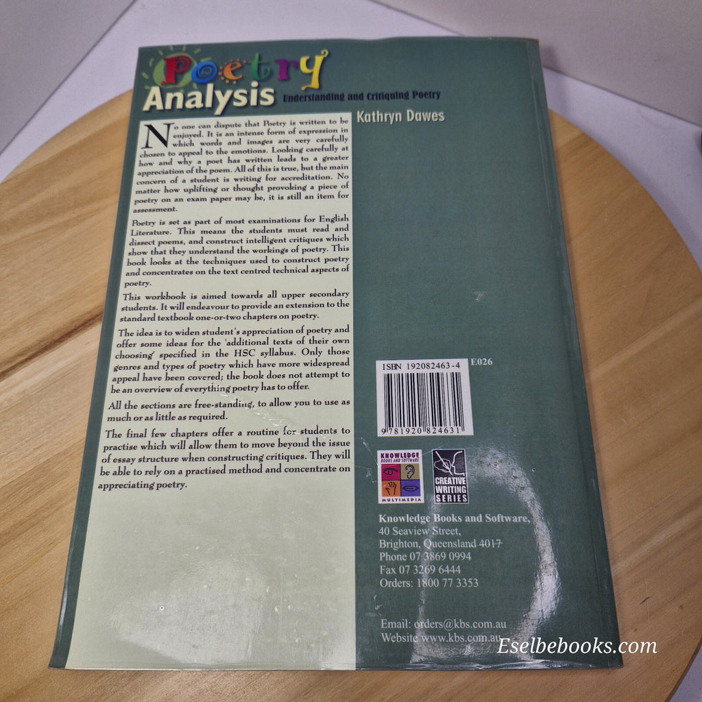 Poetry Analysis Understanding and Critiquing Poetry By Kathryn Dawes · 2004 -...