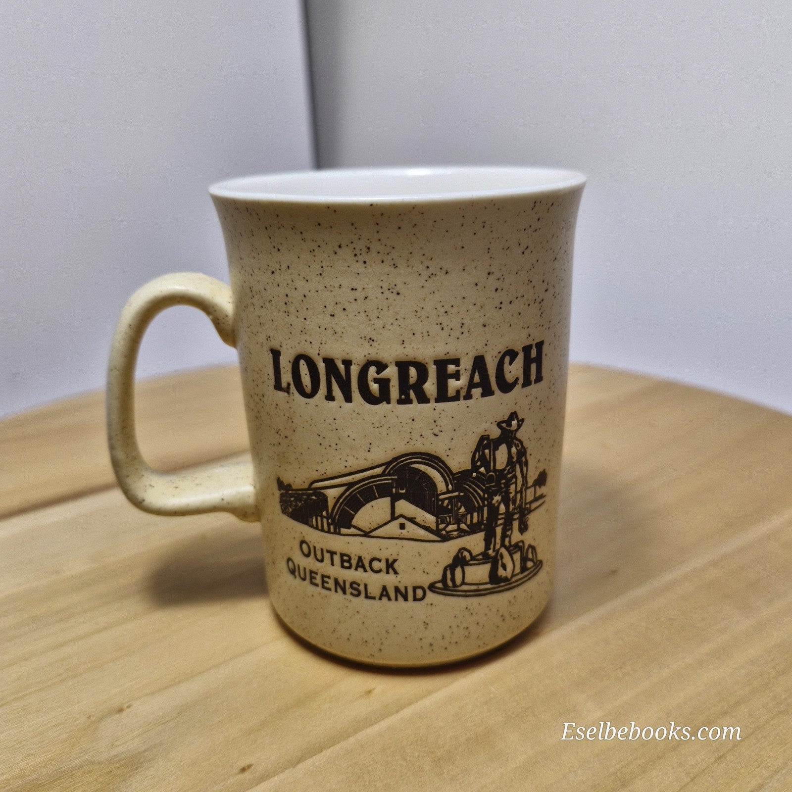 Sandalwood collectible ceramic mug - Longreach - outback Queensland
