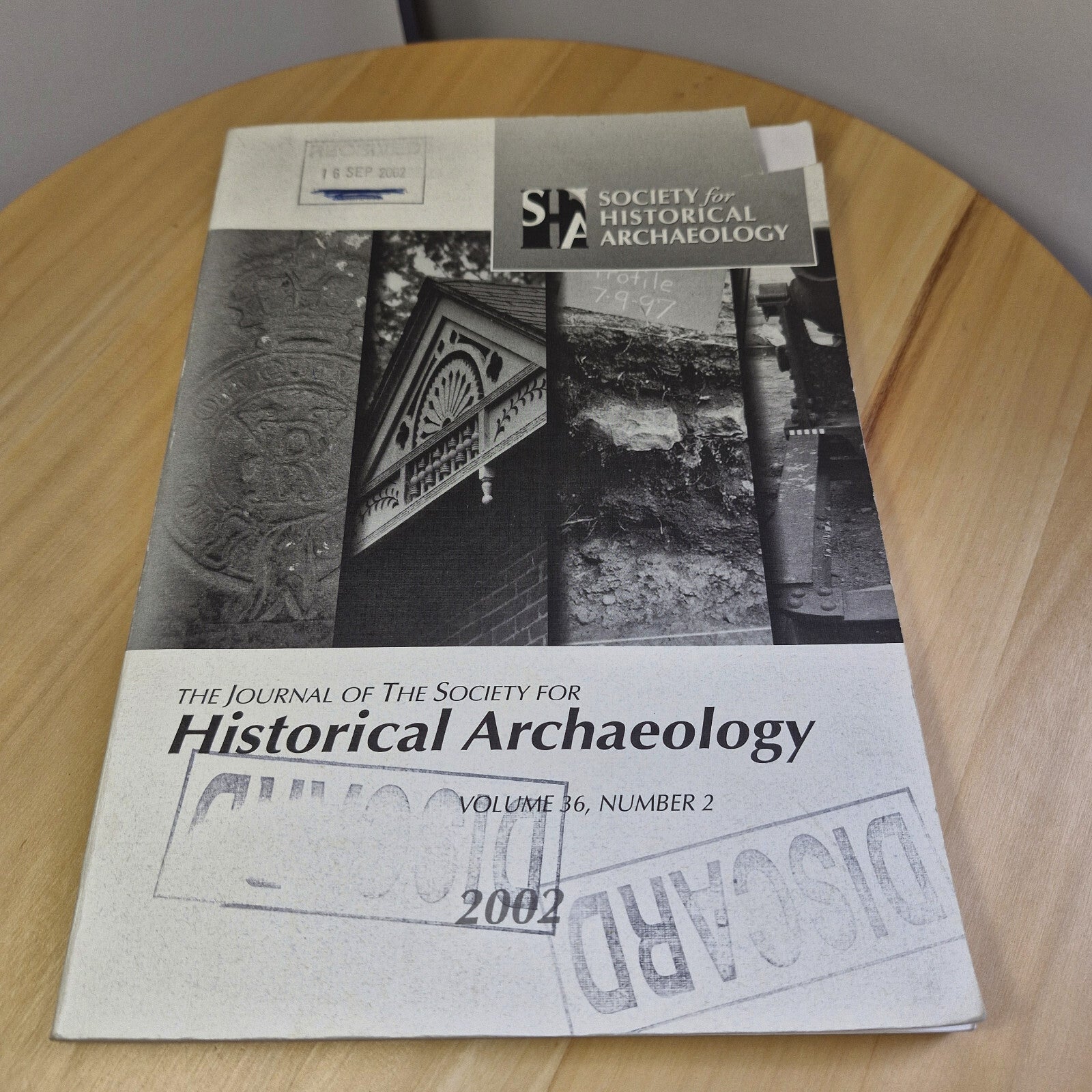 Society for Historical Archaeology journal Volume 36 Number 2 - vintage paper...