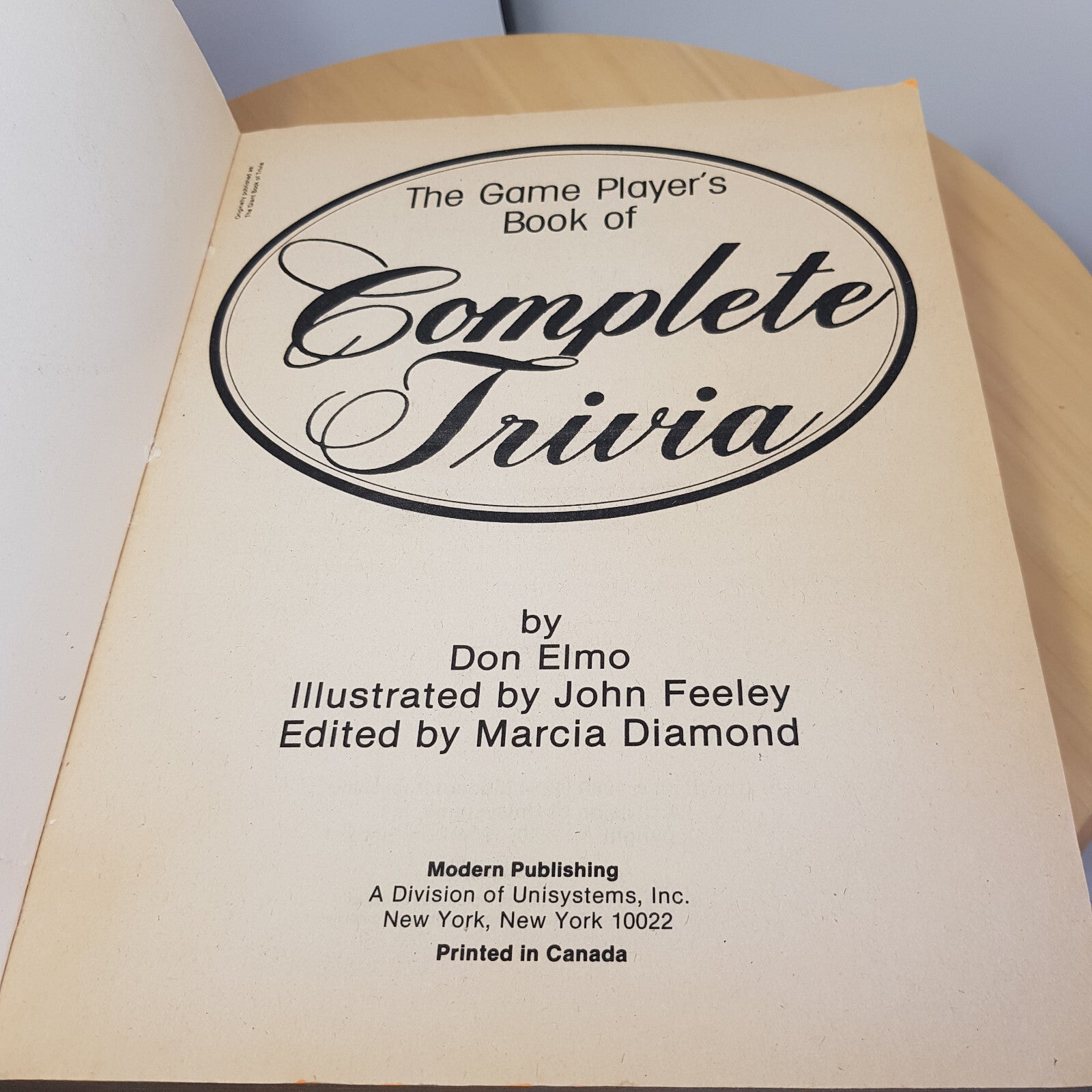 The Game Players Book of Complete Trivia by Don Elmo - 1984 - paperback