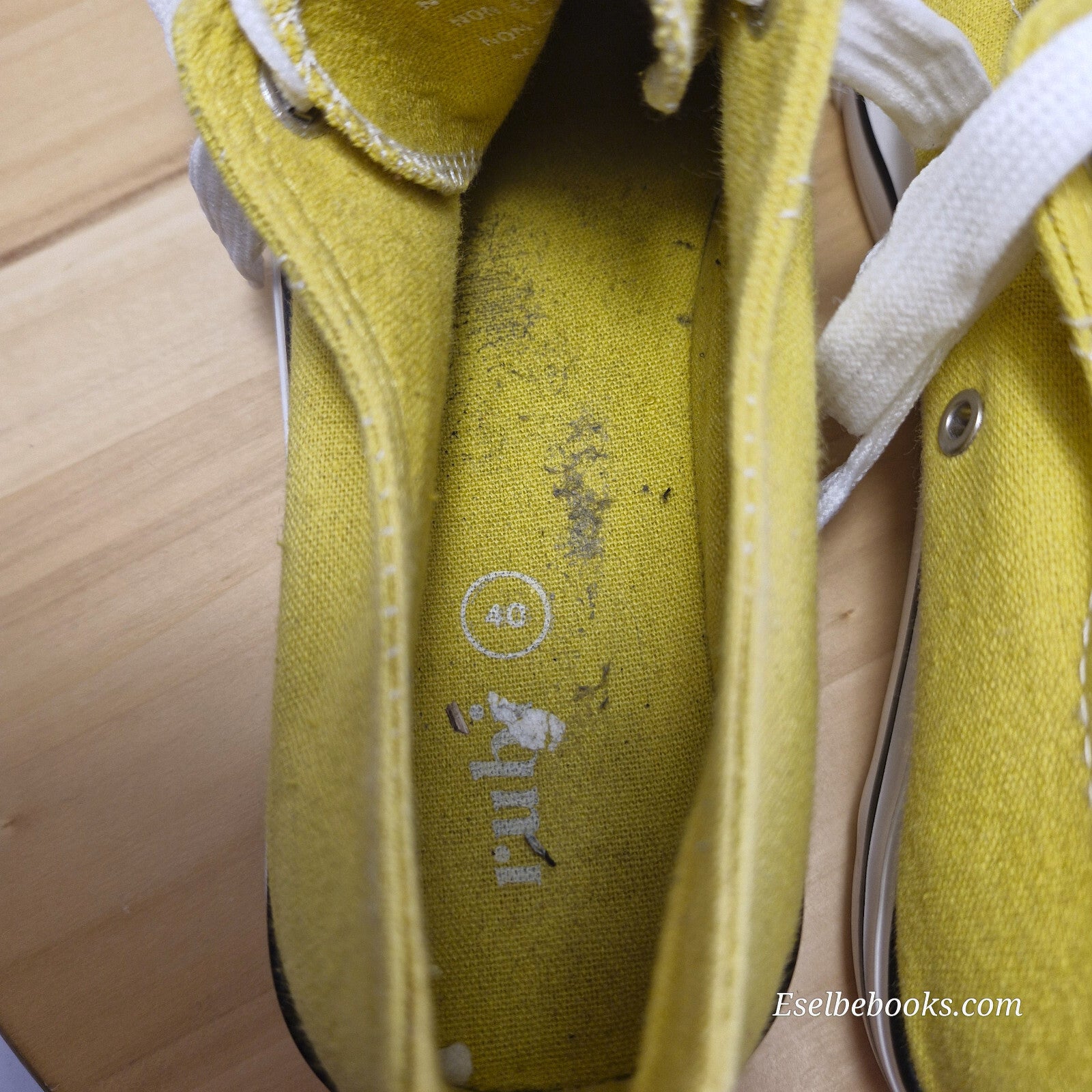 Rubi size 40 lace up shoes - mustard yellow  canvas with white rubber soles
