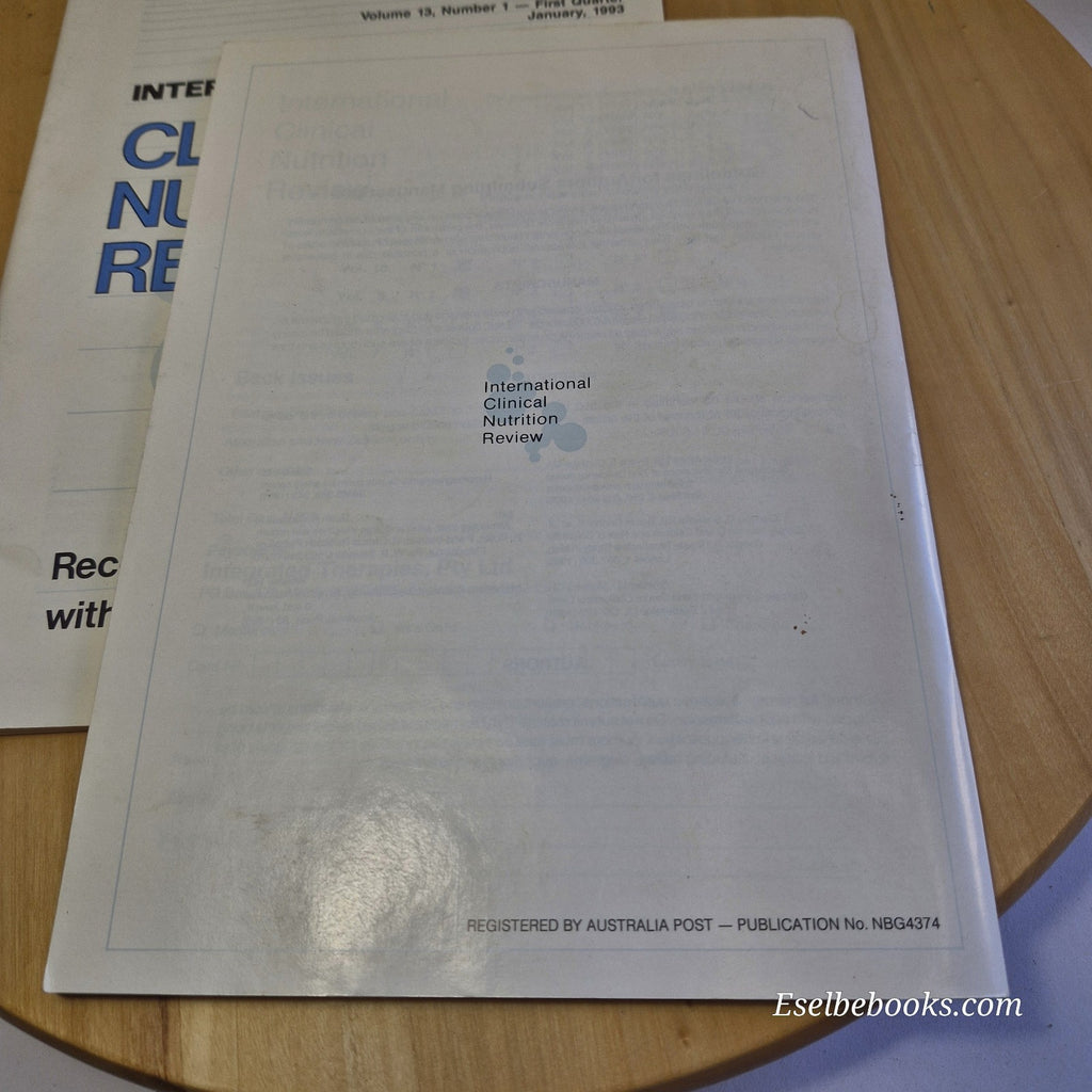 International Clinical Nutrition Review Magazine Vol 12 No 4 & Vol 13 No 1 1992