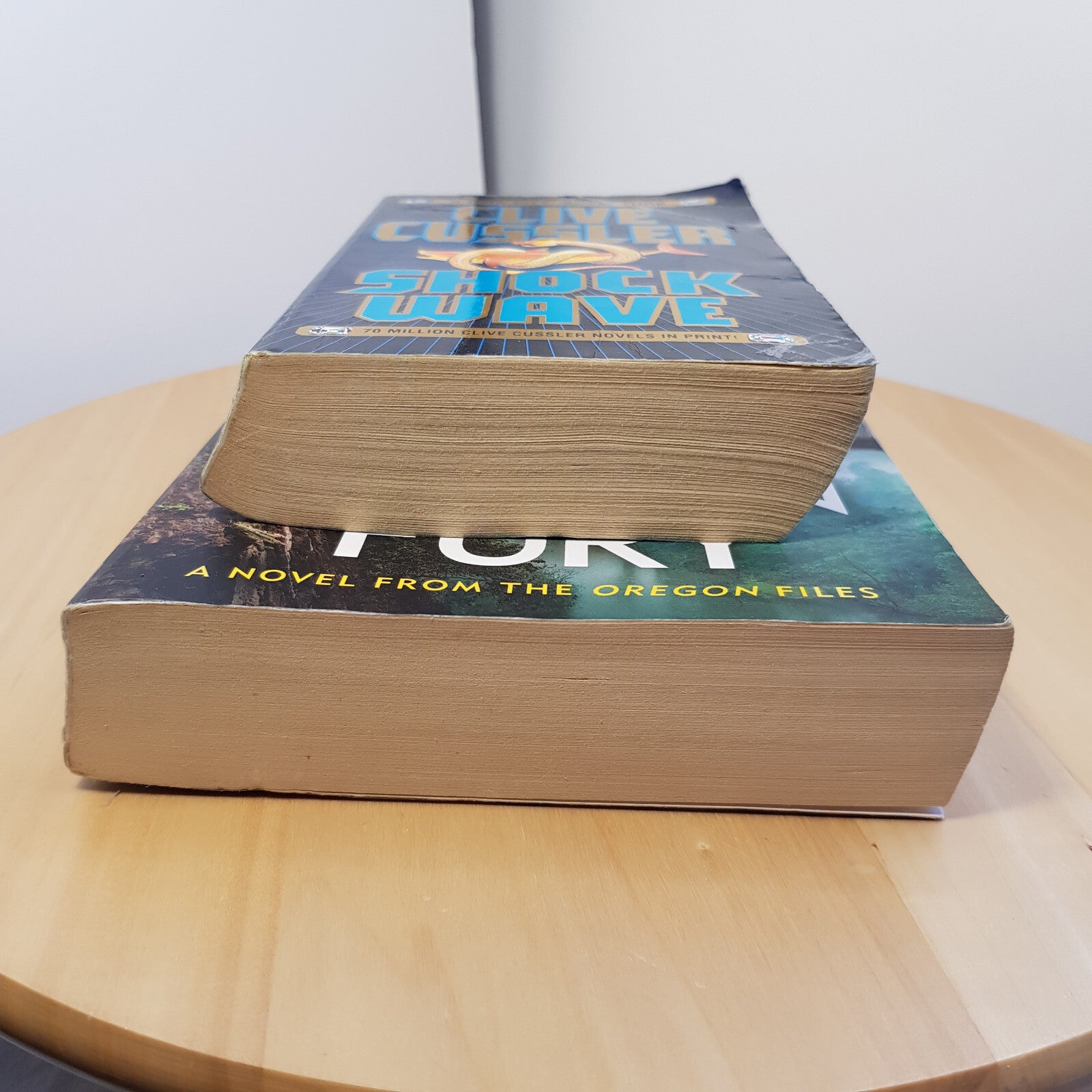 Clive Cussler - Typhoon Fury (large paperback) & Shock Wave (small paperback)