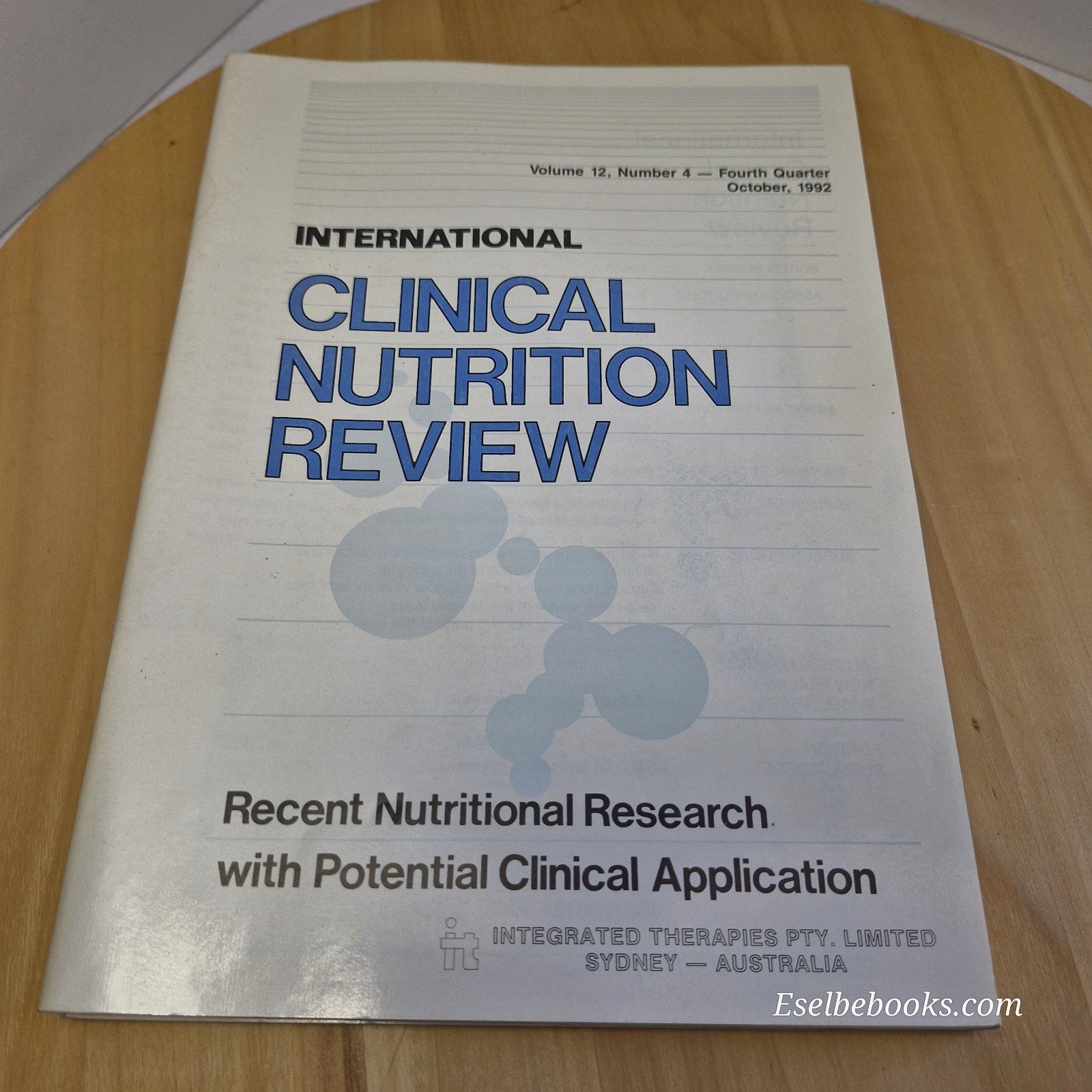 International Clinical Nutrition Review Magazine Vol 12 No 4 & Vol 13 No 1 1992