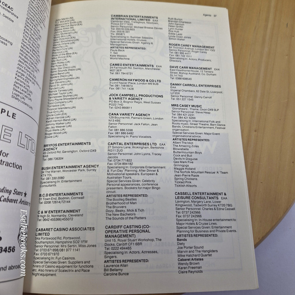 Artistes & agents - the complete directory of talent booking in the UK circa ...