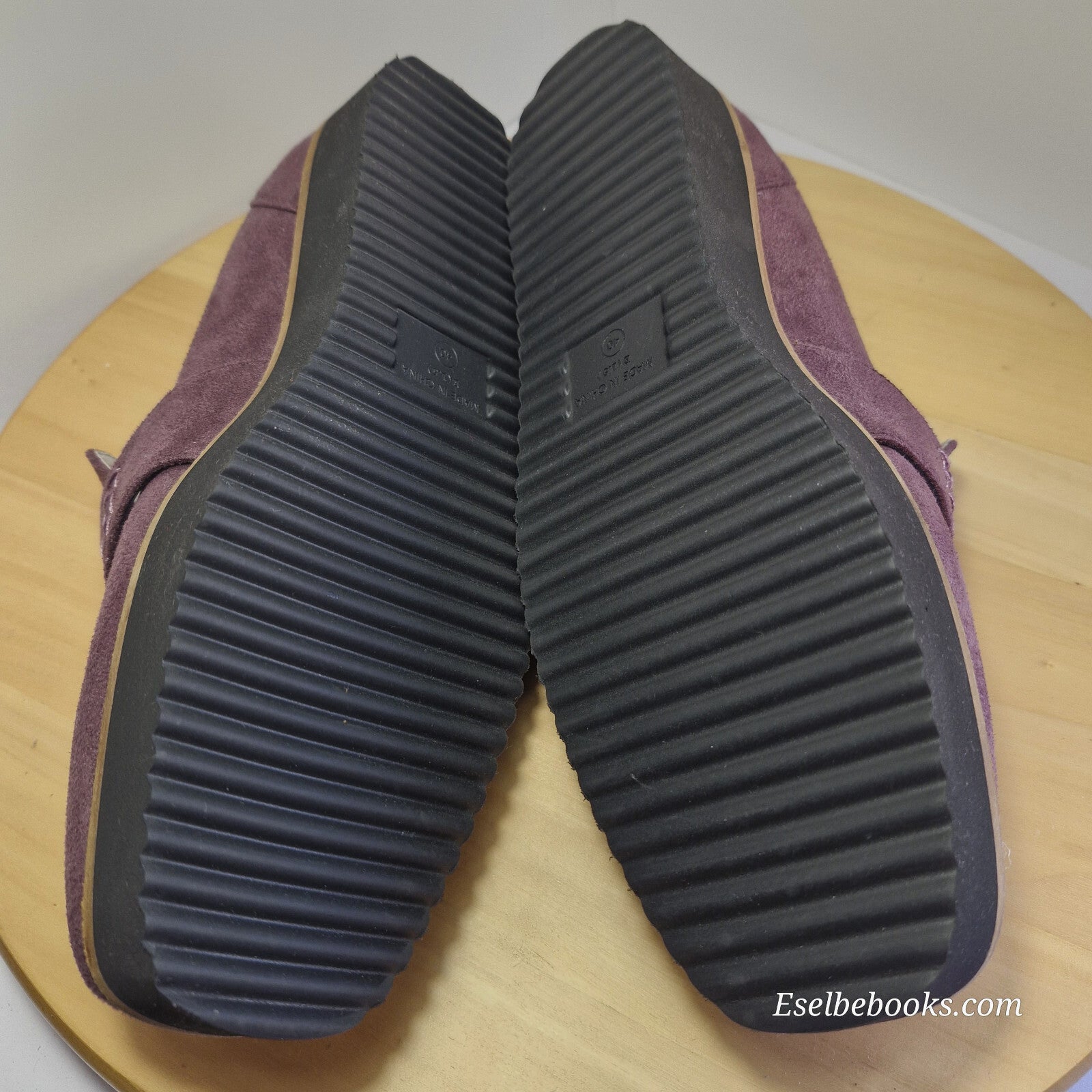 WA Oriental Traffic dark plum suede loafers - size 40 with black rubber soles