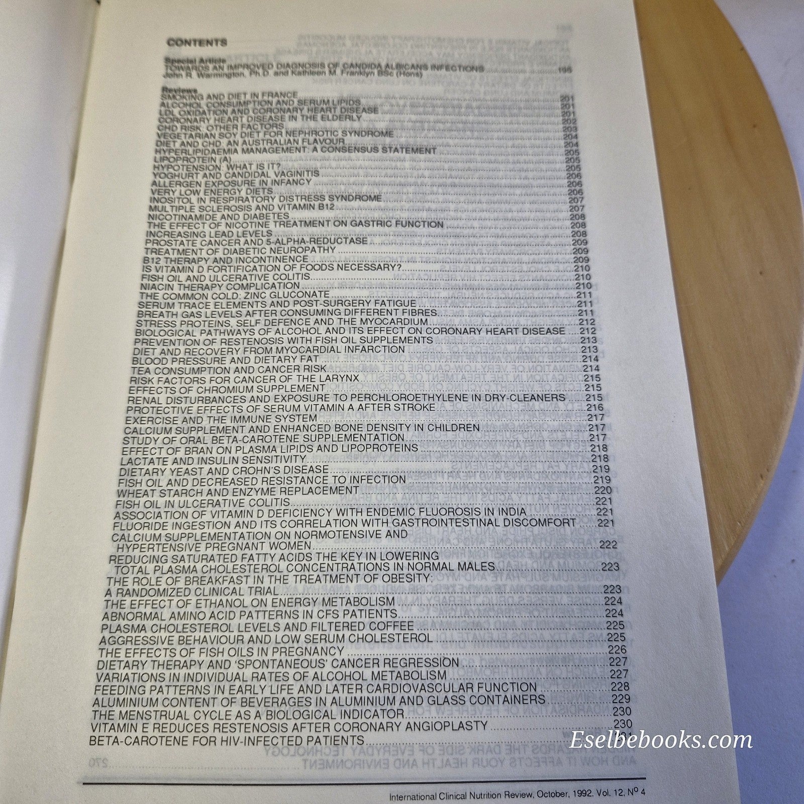 International Clinical Nutrition Review Magazine Vol 12 No 4 & Vol 13 No 1 1992