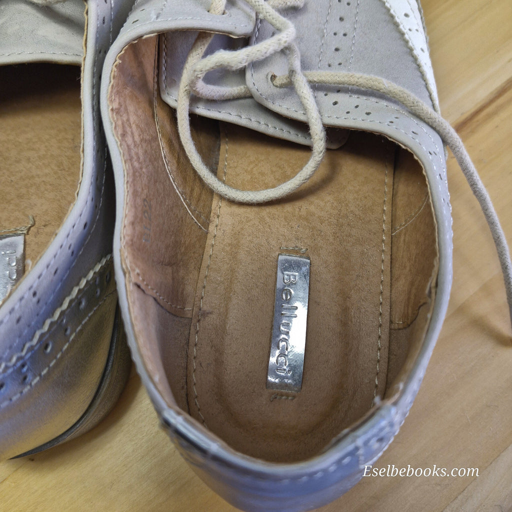 Bellucci size 40 lace up shoes - silver/white/beige with grey rubber soles