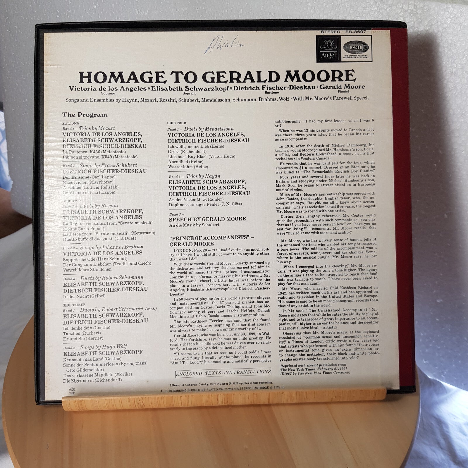 EMI [Angel Series] HOMAGE TO GERALD MOORE Stereo LP Vinyl x 2 disc set