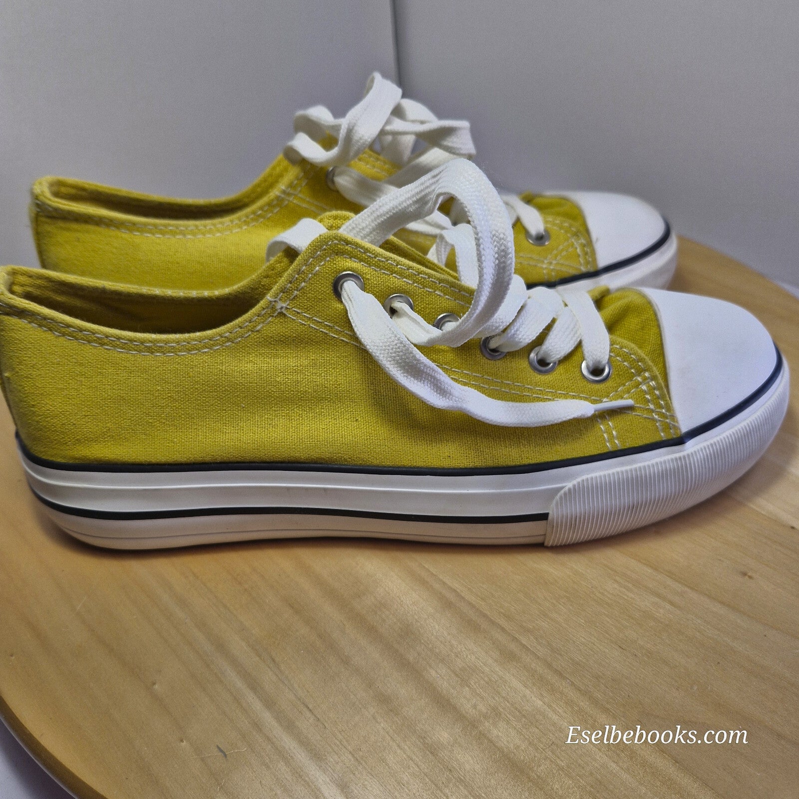 Rubi size 40 lace up shoes - mustard yellow  canvas with white rubber soles