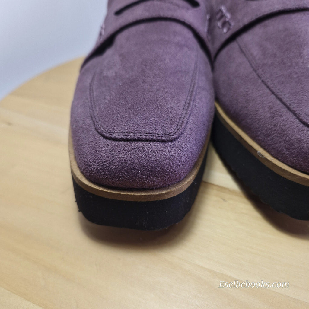 WA Oriental Traffic dark plum suede loafers - size 40 with black rubber soles