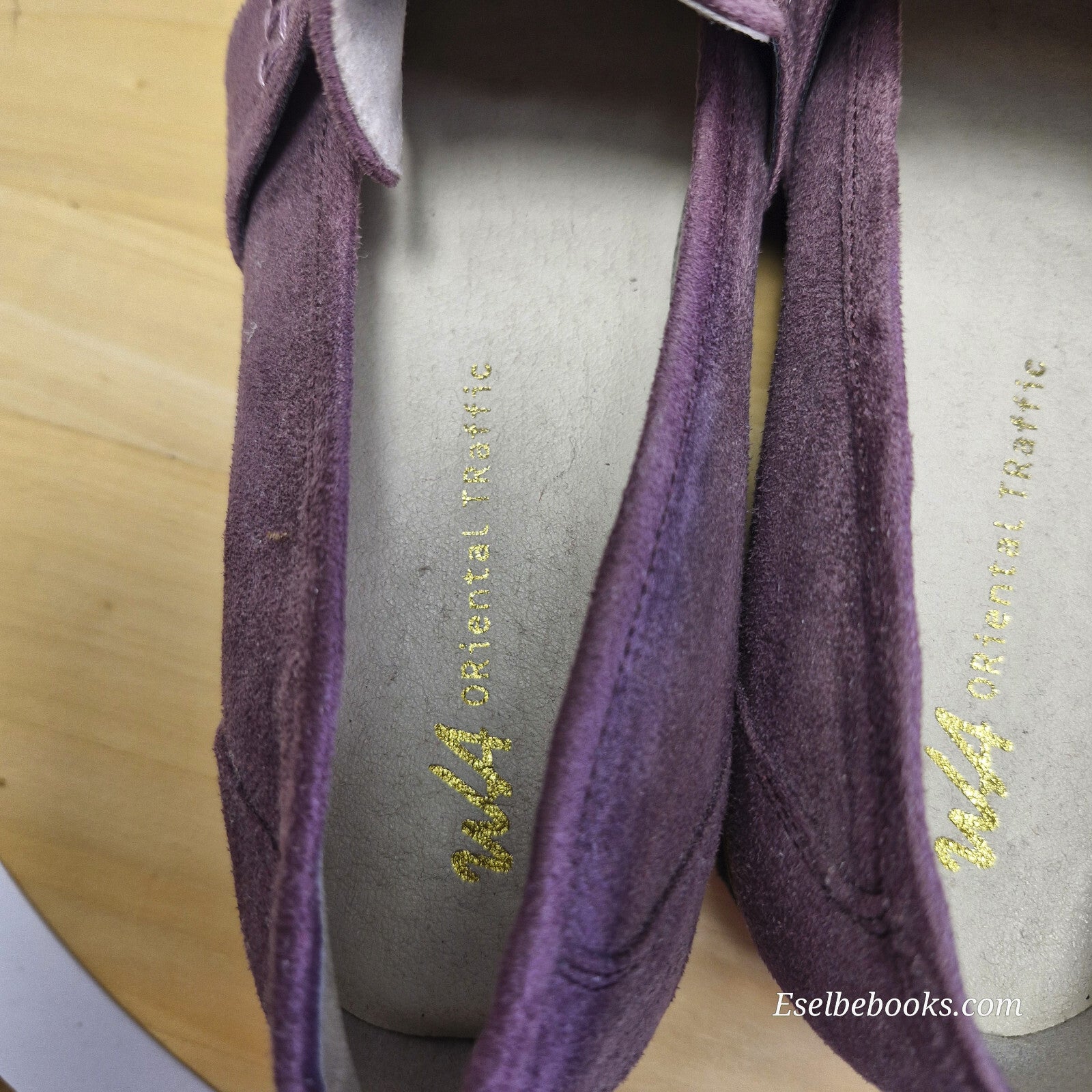 WA Oriental Traffic dark plum suede loafers - size 40 with black rubber soles