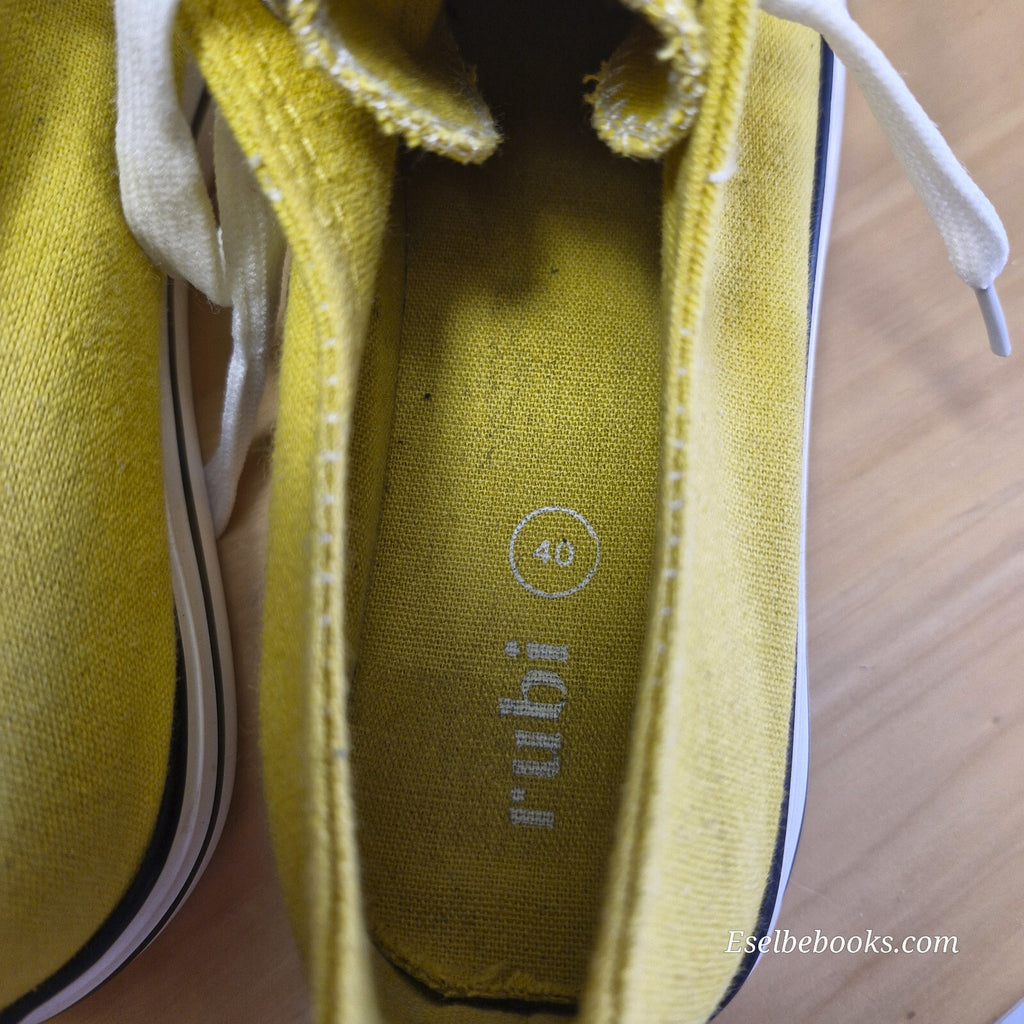 Rubi size 40 lace up shoes - mustard yellow  canvas with white rubber soles