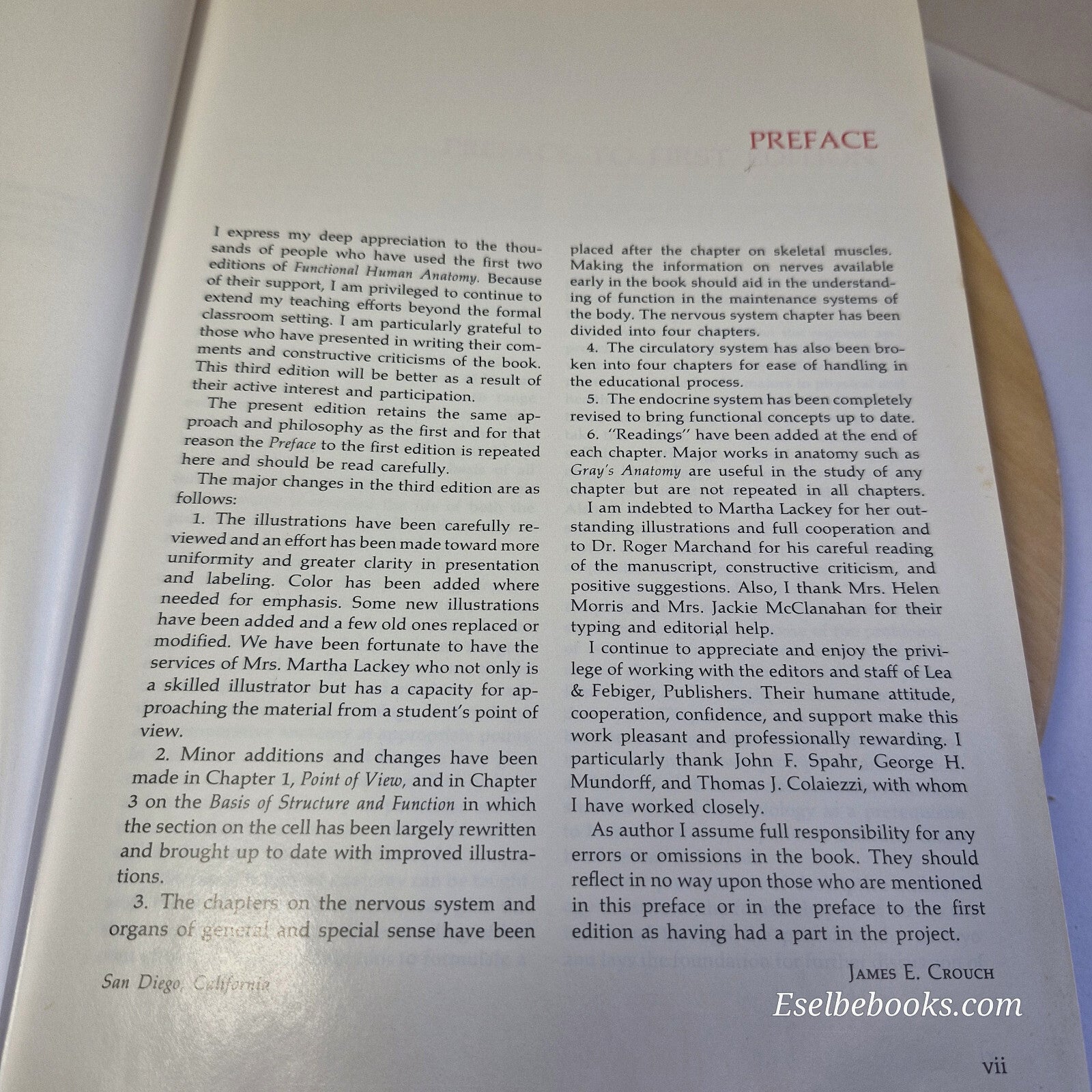 Textbook: Functional Human Anatomy By James Ensign Crouch 3rd edition - hardback