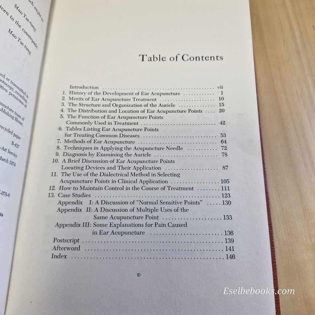 Ear Acupuncture, A Chinese Medical Report by Helena L. Huang 1974 - hardback