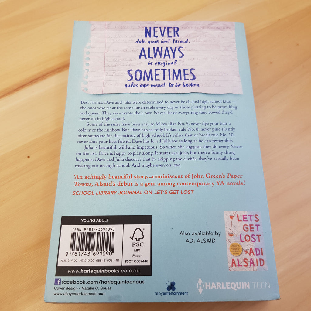 Never Always Sometimes By Adi Alsaid · 2015 - paperback