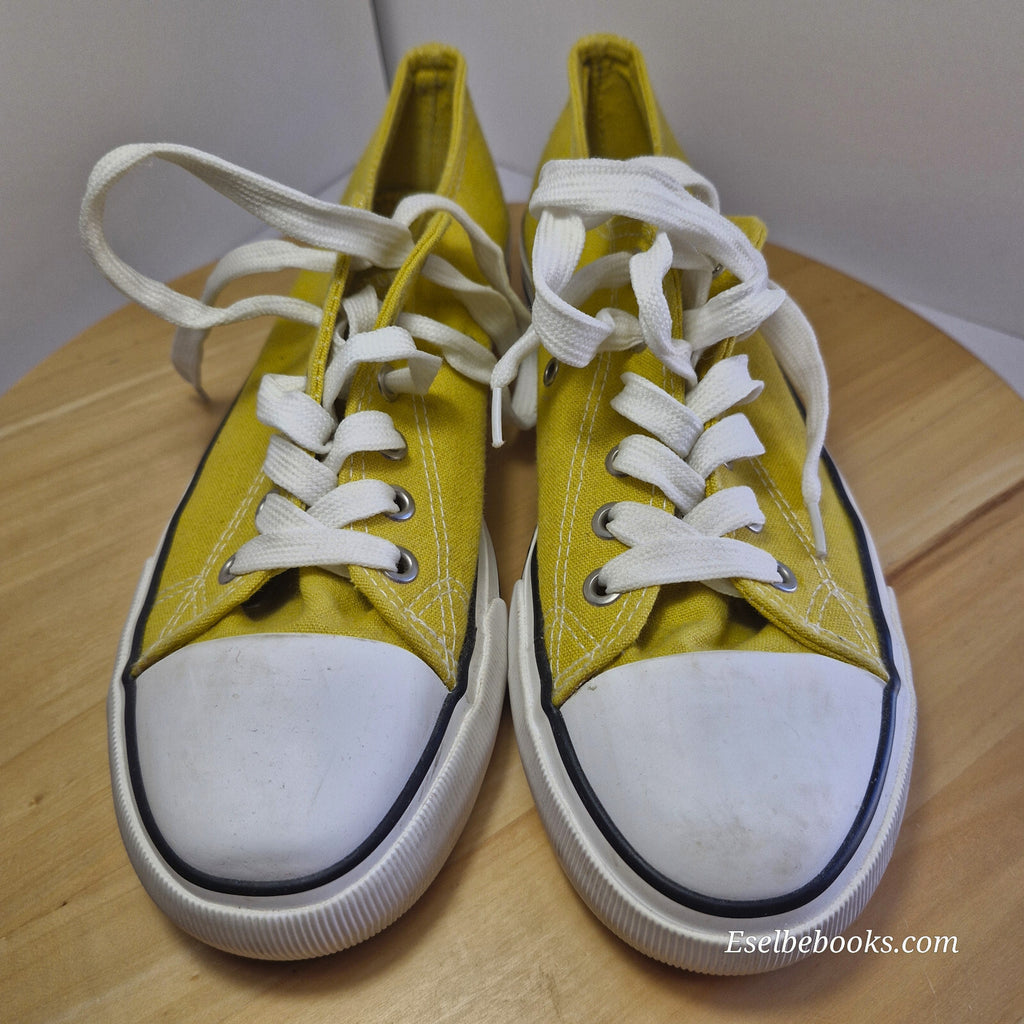 Rubi size 40 lace up shoes - mustard yellow  canvas with white rubber soles