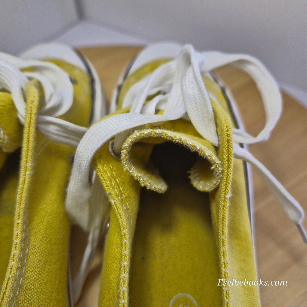 Rubi size 40 lace up shoes - mustard yellow  canvas with white rubber soles