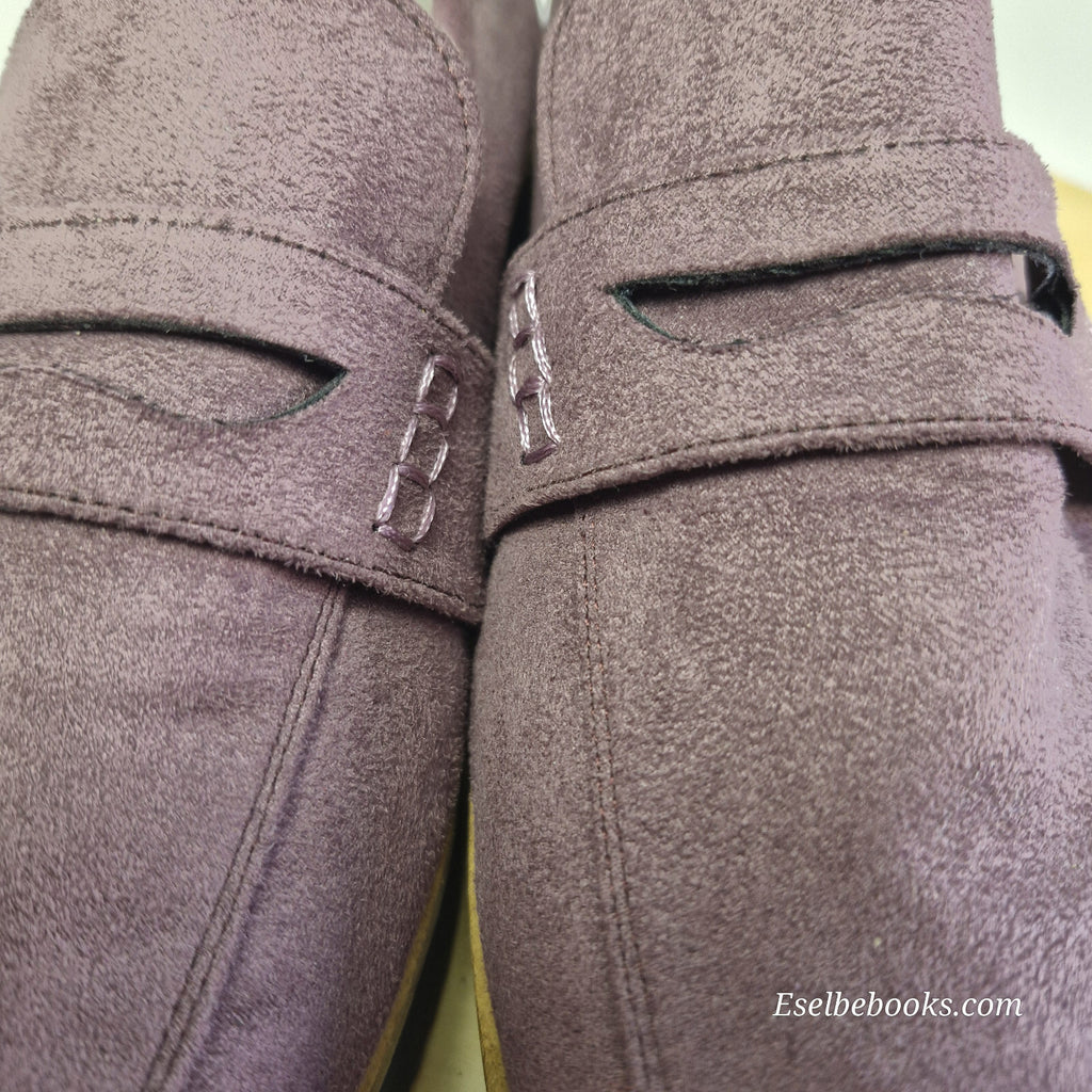 WA Oriental Traffic dark plum suede loafers - size 40 with black rubber soles