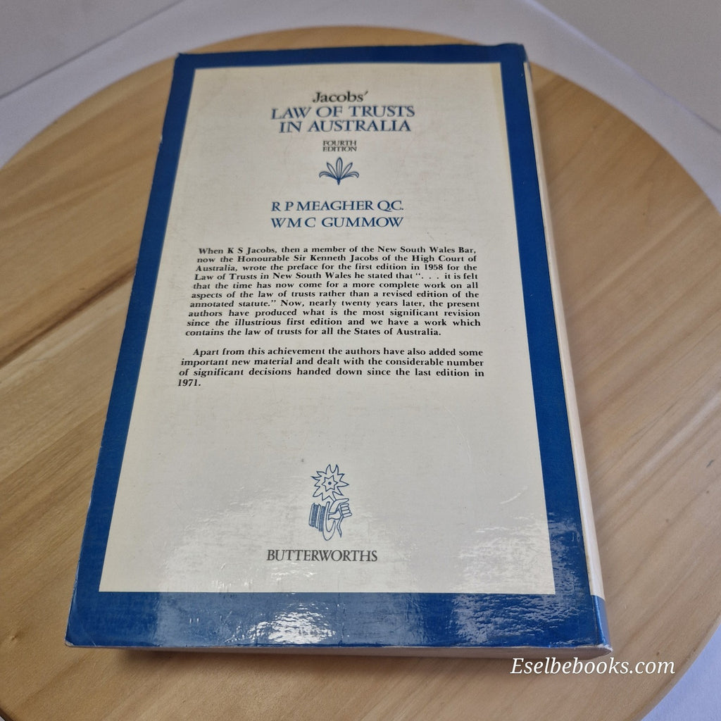 Jacobs' Law of Trusts in Australia By Kenneth Sydney Jacobs, Roderick Pitt Meagh