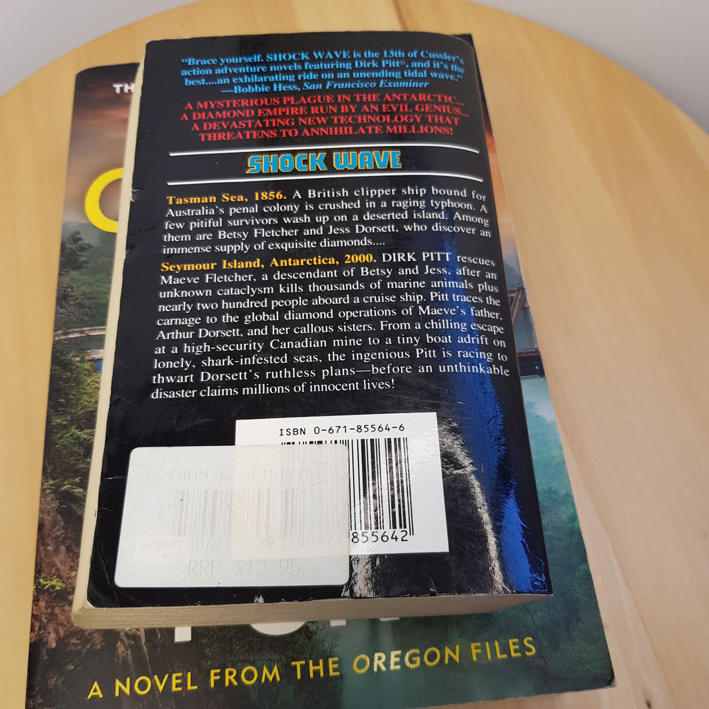 Clive Cussler - Typhoon Fury (large paperback) & Shock Wave (small paperback)
