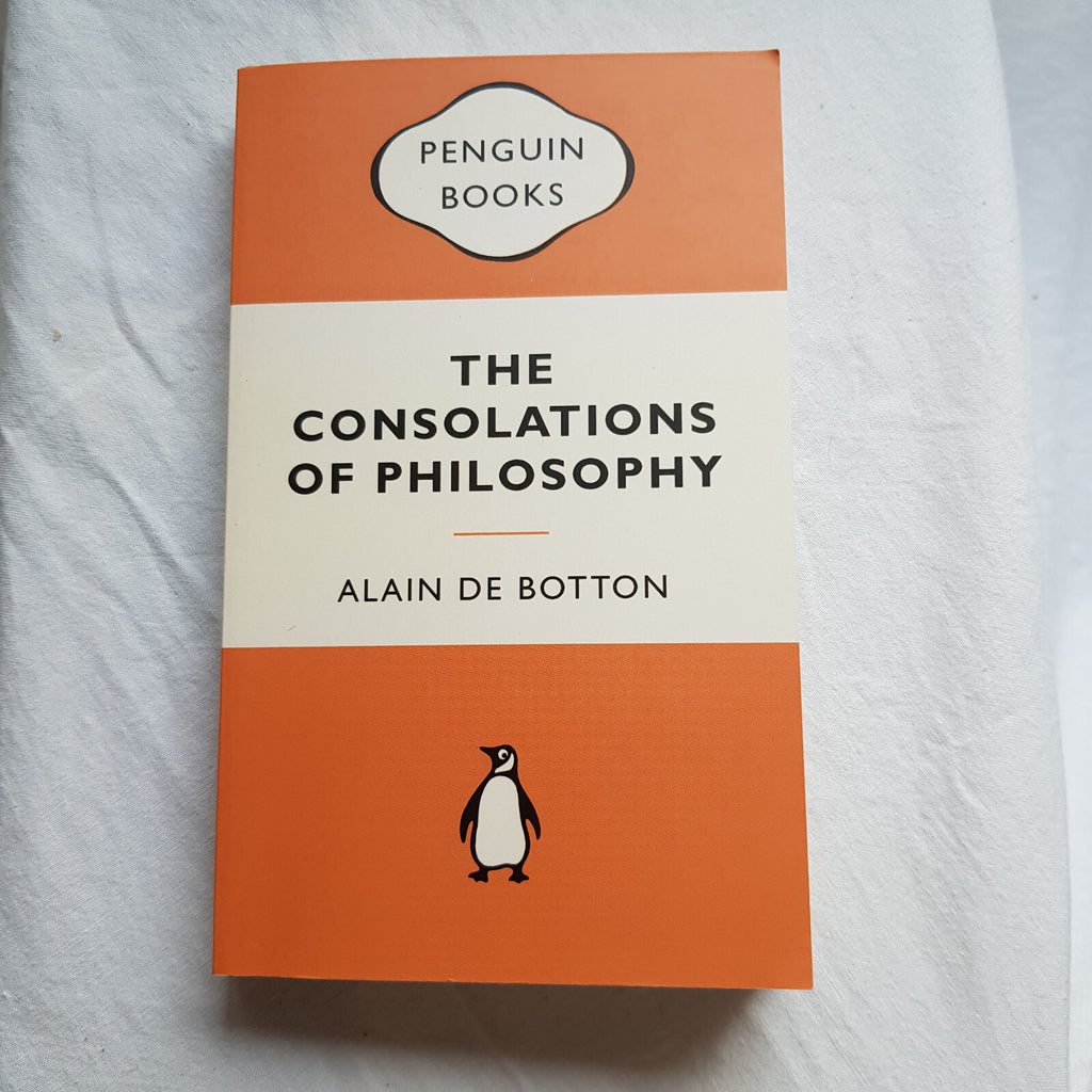 The consolations of philosophy by Alain De Botton - Penguin Books orange cover