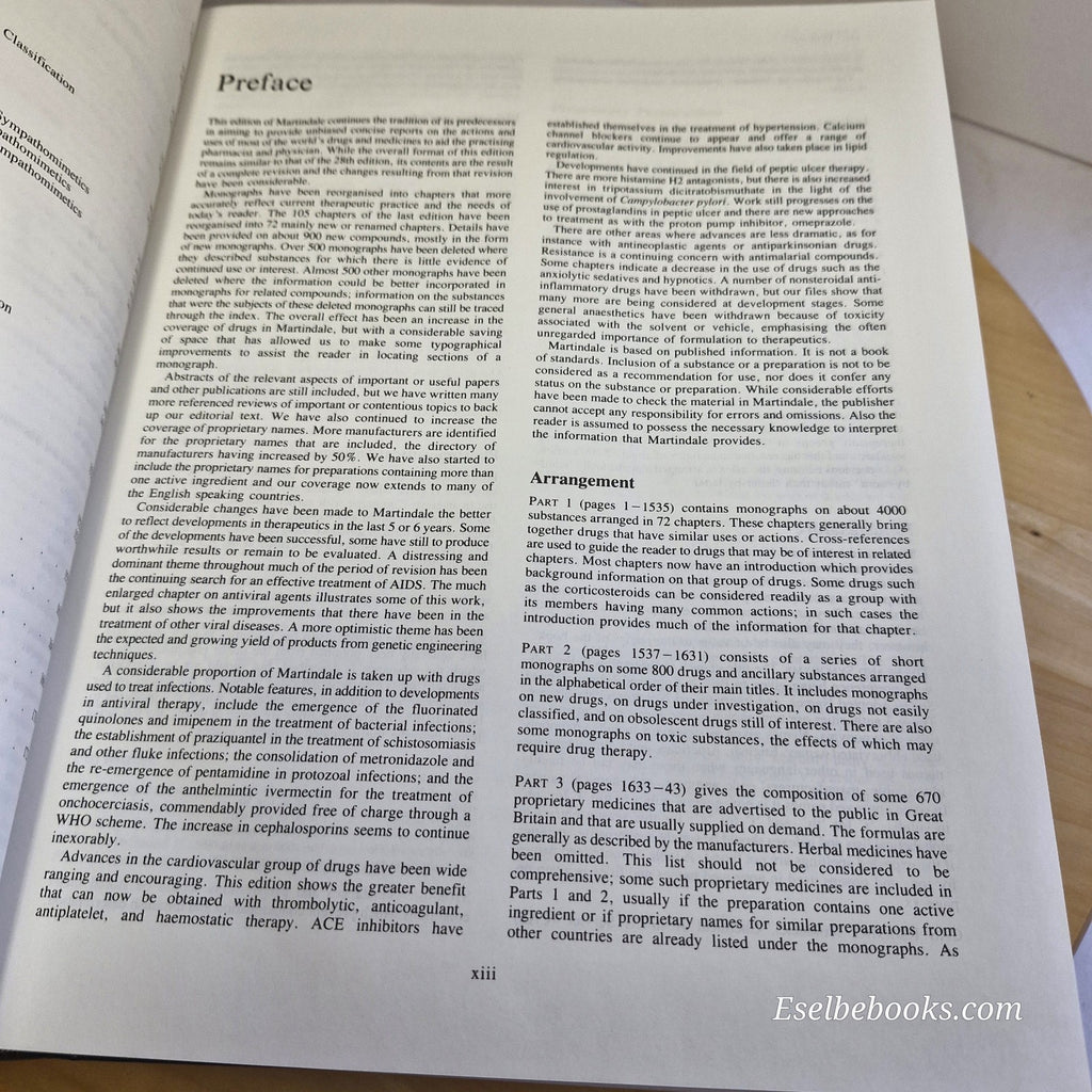 Martindale: The Extra Pharmacopoeia 29th edition 1989 hardback with dust jacket