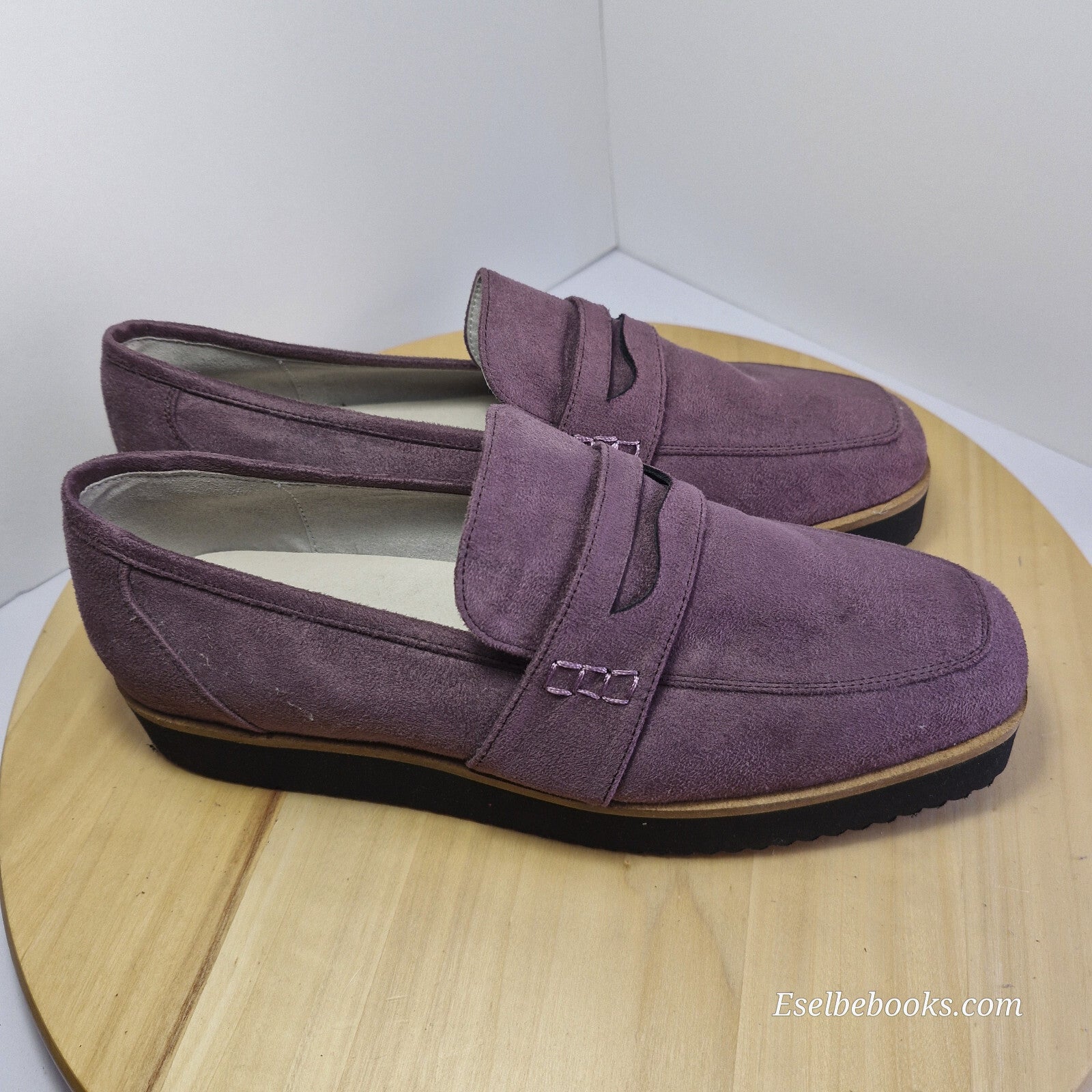 WA Oriental Traffic dark plum suede loafers - size 40 with black rubber soles