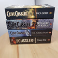 4 x Clive Cussler book bundle - Inca Gold/Treasure of Khan/The Navigator/Plag...