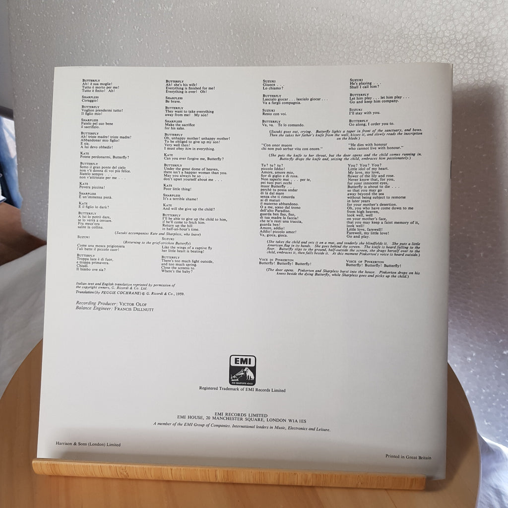 Puccini: Madama Butterfly 2 LP Boxset produced by EMI