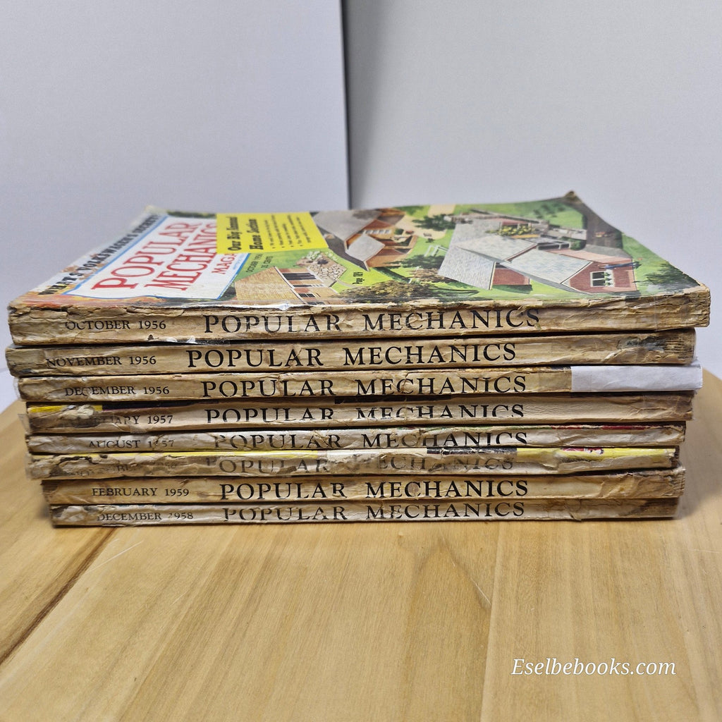 Lot of 8 Vintage Popular Mechanics Magazine 1956 to 1959